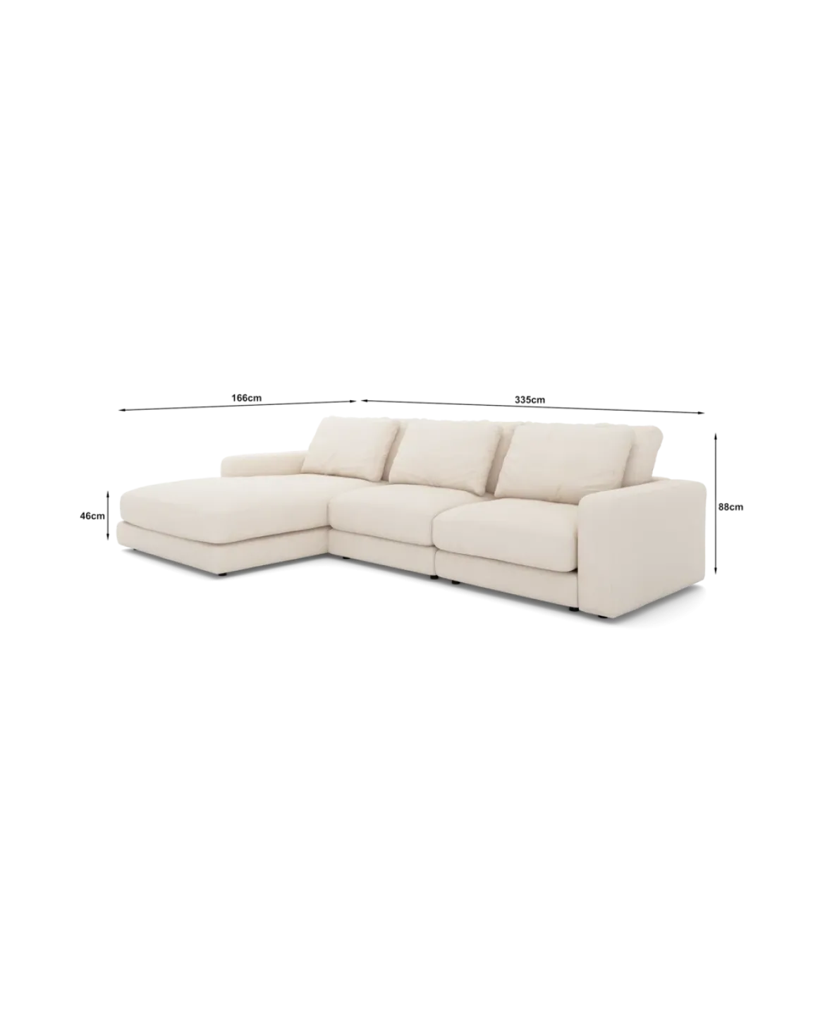 Rio Sofa Med chaiselong venstre og bred arm