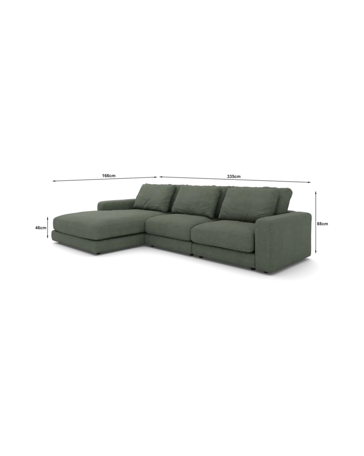 Rio Sofa Med chaiselong venstre og bred arm