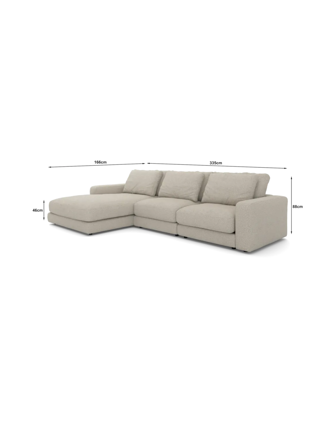 Rio Sofa Med chaiselong venstre og bred arm