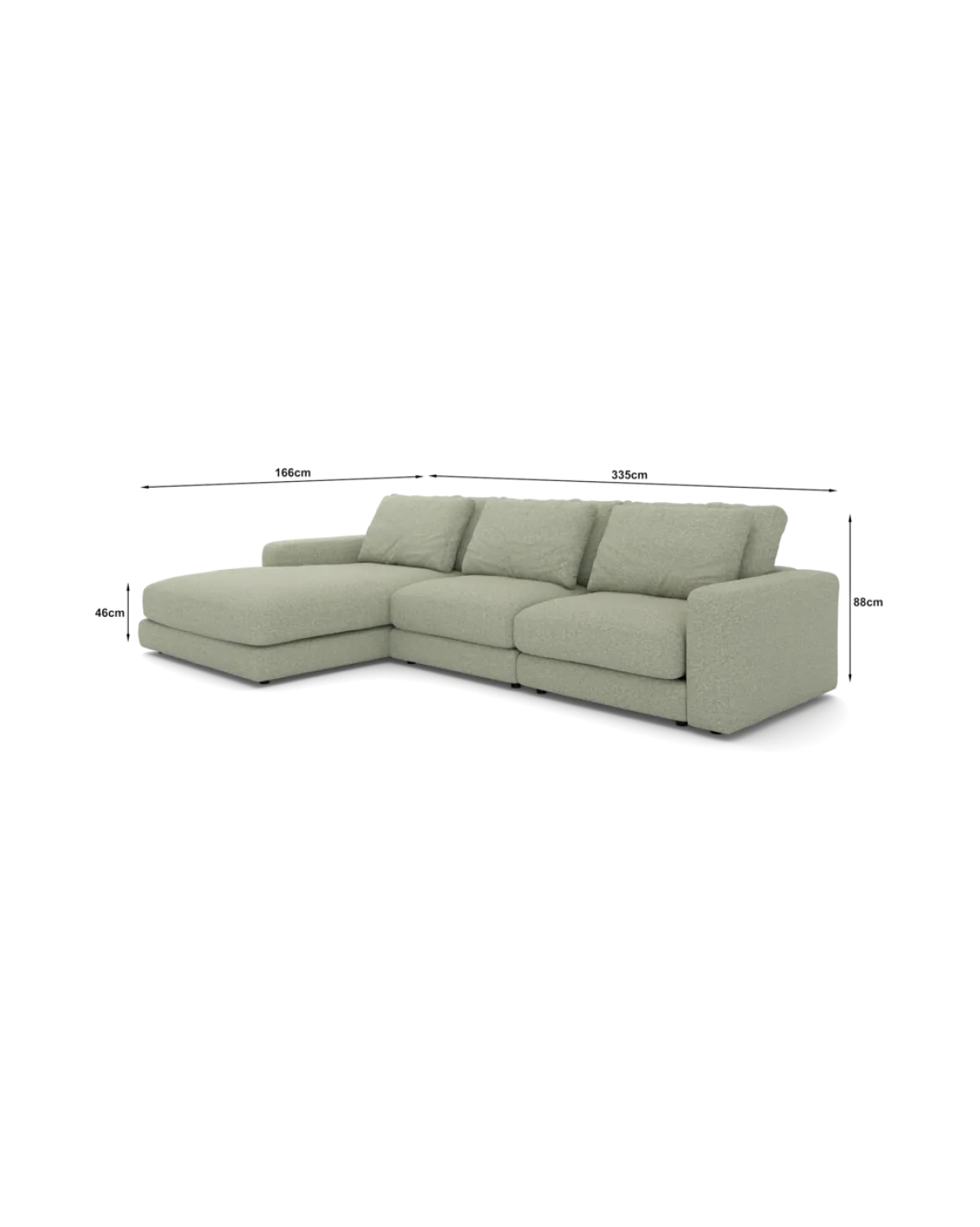 Rio Sofa Med chaiselong venstre og bred arm