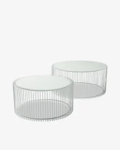 Wire sofabordssæt Hvid 2/sæt